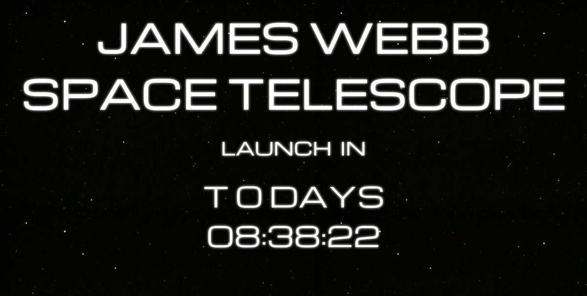 8 and a half hours to go!
webbcountdown.com
jwst.nasa.gov/index.html
#JWST #JWSTLaunch