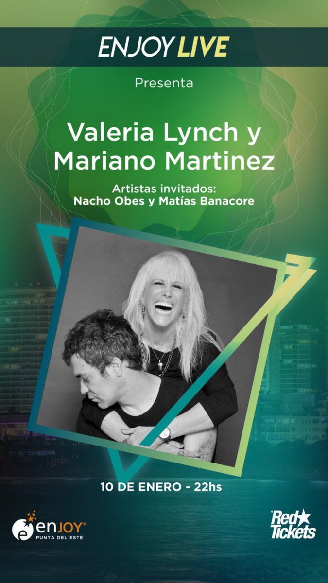 valerialynch's tweet photo. Nos vemos en @EnjoyPde el 10/1/22 Entradas en venta @RedTicketsUY Todos mis éxitos y los de @attaque77ok No te lo pierdas!!! @Mariano47207630 @NachoObes @MatiasBanacore @dsorondo https://t.co/87LwsGTktU