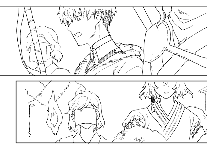 ←紙で絵を描くと手が言うこと聞かない頃に大失敗した1p目
慣れた頃やり直した1p目→

慣れていけばなんとかなるということが今年一番の心得だった…
あとアナログの紙はデカいやつにしろということ……… 