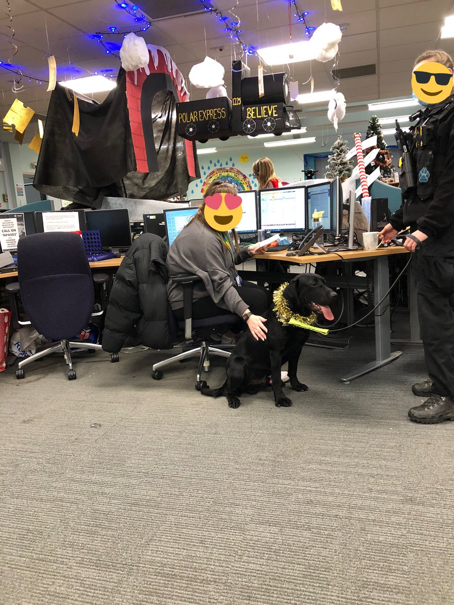 KPTacOps's tweet photo. TPD Ghost went to visit the #ForceControlRoom staff to wish them a Merry Christmas in the early hours! They do an incredible job up there. #OneTeam AB https://t.co/NeUReHce1z