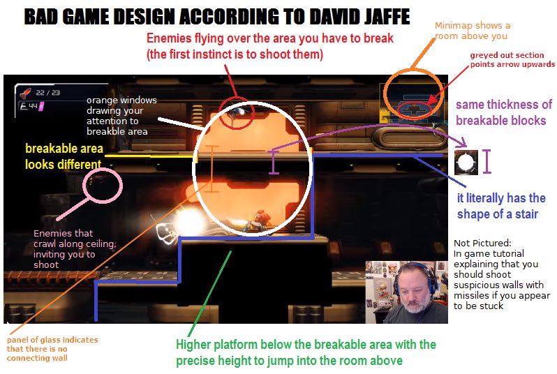 @Joey_awesome20 @TheNCSmaster Basically, he couldn’t figure out to shoot the blocks here on stream and insisted it was bad game design to have any hidden destructible blocks rather than admit he ignored the tutorial and all the cues to shoot.