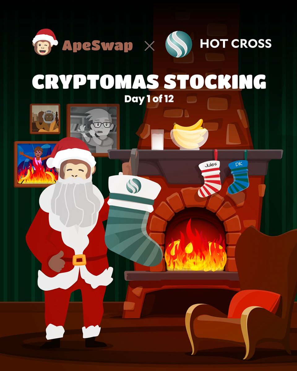 It's CRYPTOMAS with ApeSwap and Hot Cross!

✅ Follow <a href="/hotcrosscom/">Hot Cross</a> &amp; <a href="/ape_swap/">ApeSwap (old handle)</a>
✅ Make a meme of 🦧 and  🐷 together
✅ Share in the comments 👇
✅ RT &amp; Like

Top 5 Submissions Win:

🎁 1 Cross Boss: crossbosses.com
🎁 $500 in #HOTCROSS
🎁 $500 in $BANANA

⏰ Ends 1/1 '22