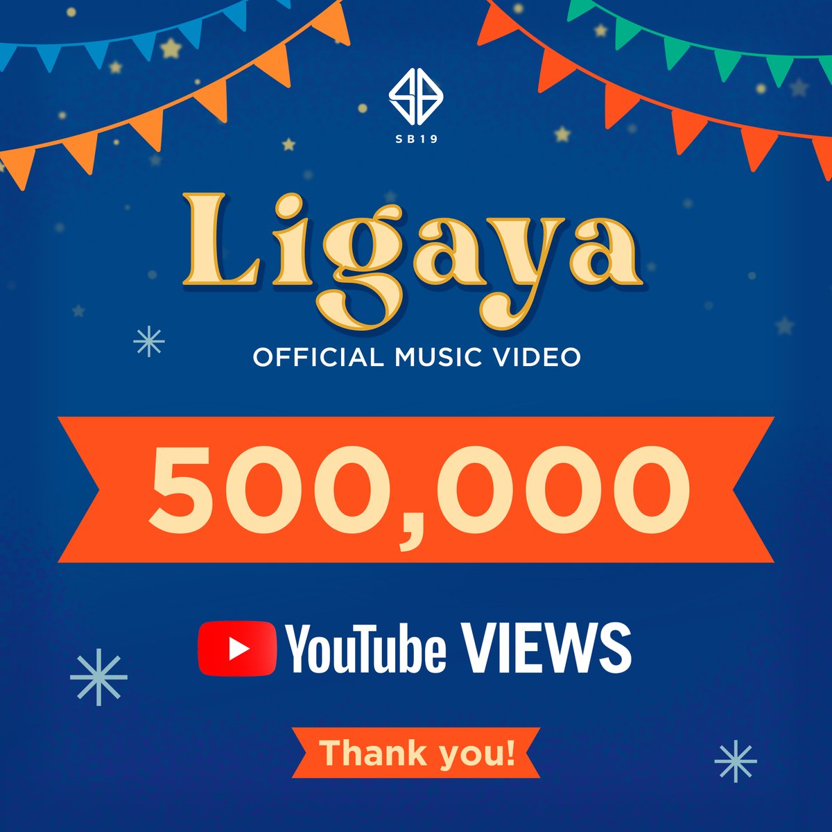 SB19Official's tweet photo. MaLIGAYAng Pasko A'TIN! 🎄😍

Thank you for bringing the 'Ligaya' Music Video to 500K views! 💙

Watch the Official MV here:
🔗 https://t.co/H5XmF3sMo8

#SB19 #Ligaya_SB19 #SB19LigayaMVOutNow https://t.co/H4z7yLgPTS