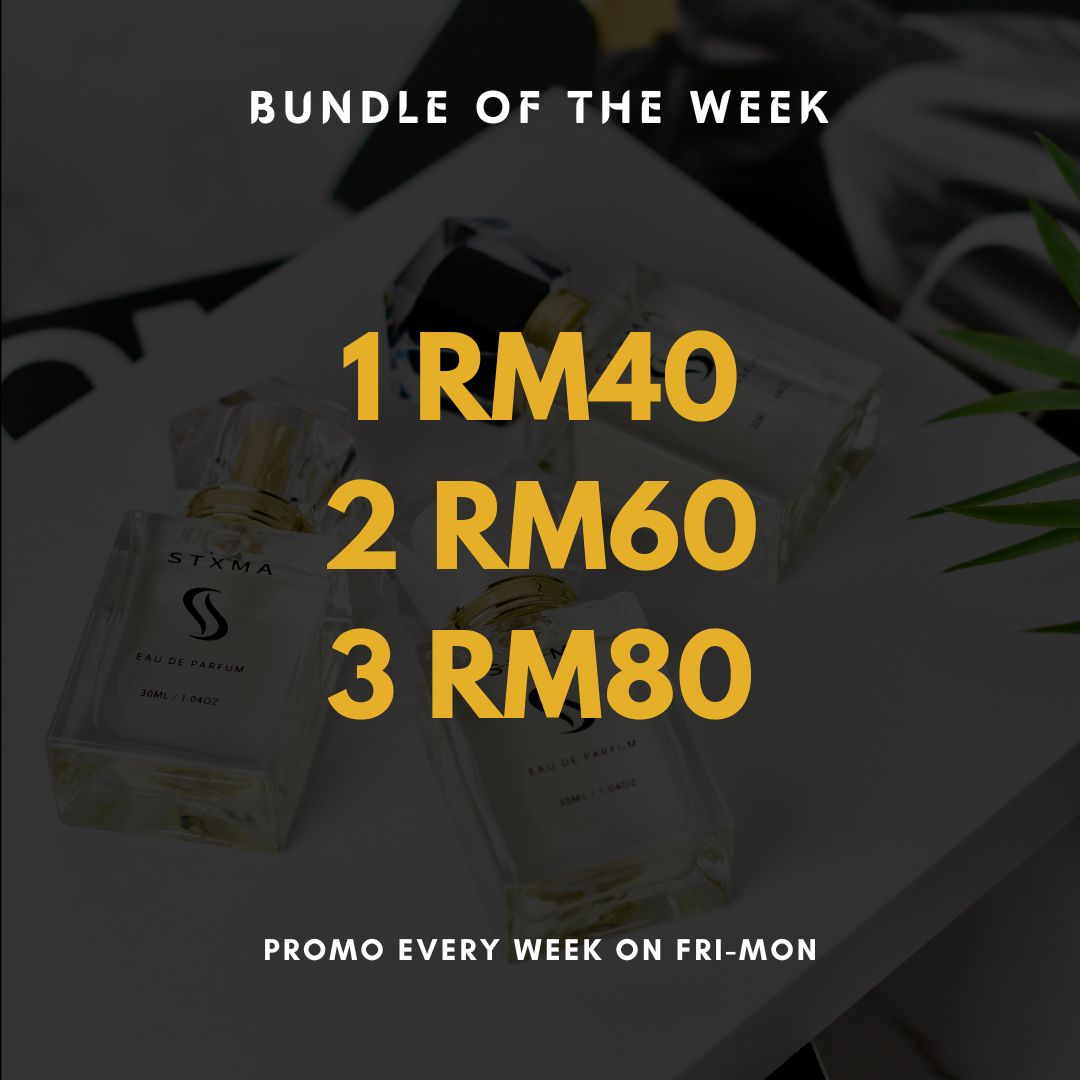 stixmaperfume's tweet photo. BUNDLE OF THE WEEK!😎

1 RM40
2 RM60
3 RM80

Promo untuk selected perfume 👇

(FOR HIM)
Aragorn - Sauvage
Grix - Eros
Elixir - Chanel De Bleu
Maximus - Invictus
Phoenix - YSL Y
Alpha - Aventus
Arthur - Ultra Male
Drago - Stronger With You
Amz Int - ADG Profumo https://t.co/XxVzLYFoyP