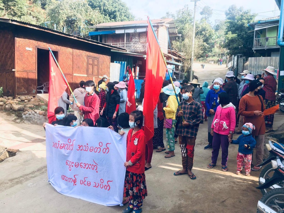 Despite the fighting took place in Hpa-Kant, Revolutionary marched in support of <a href="/NUGMyanmar/">National Unity Government Myanmar</a>, PDF, KIA, NUCC, and protested against the Military Dictatorship.

#PropagandaOfWorld 
#Dec25Coup  
#WhatsHappeningInMyanmar