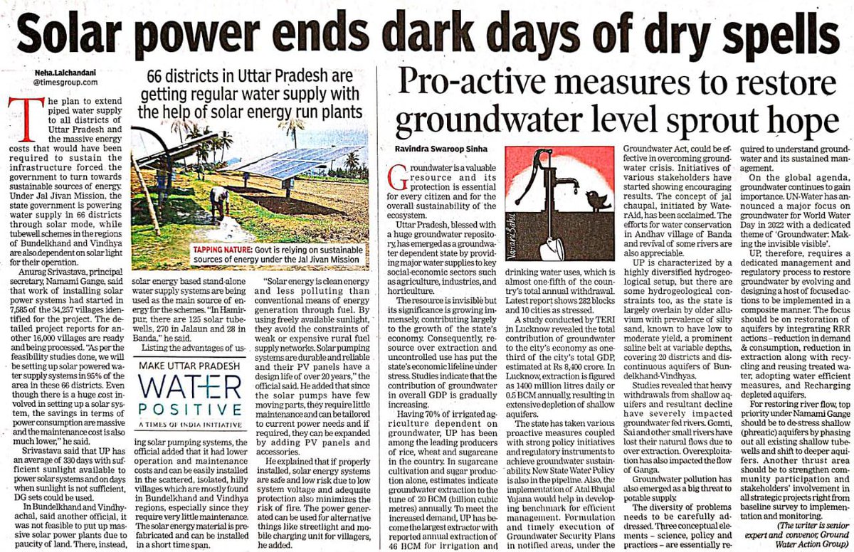 Solar Power is helping the schemes under Jal Jeevan Mission to provide Drinking Water to each household. The technology ensures a long tern O&amp;M without much intervention.