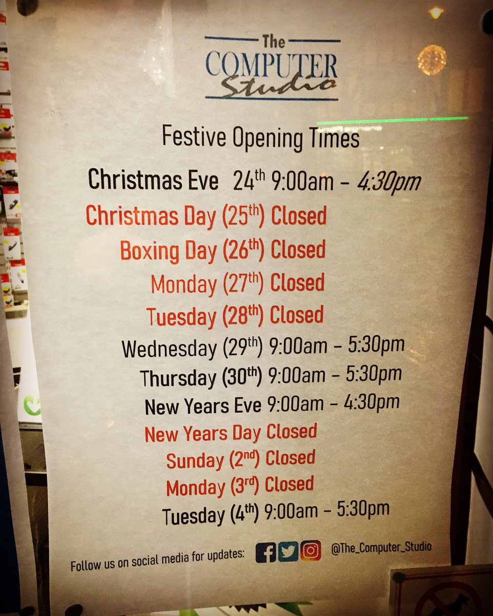 ComputersCrow's tweet image. Merry Christmas everyone!! Our #Christmas opening times for our #crowborough &amp;amp; #eastgrinstead stores.