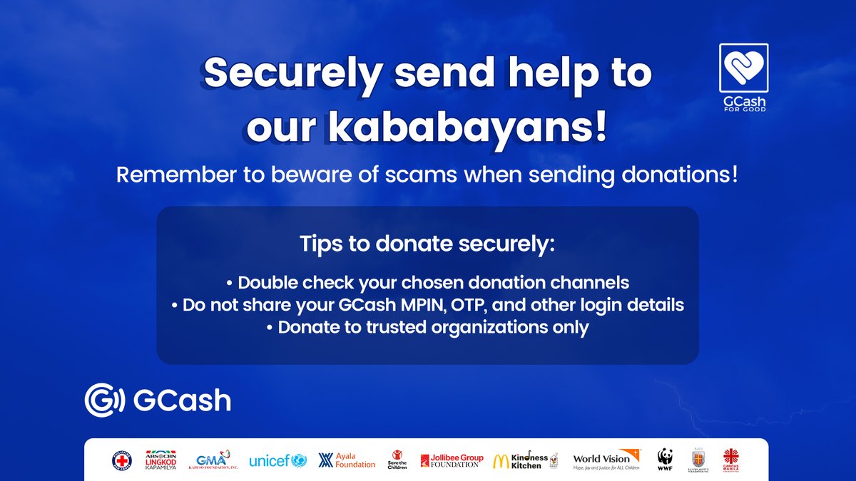 gcashofficial's tweet photo. Typhoon Odette has severely affected many of our kababayans in the Visayas and Mindanao. Tabangan natin sila sa pagkaayo ug pagbulong! https://t.co/W6QkSEUc2J