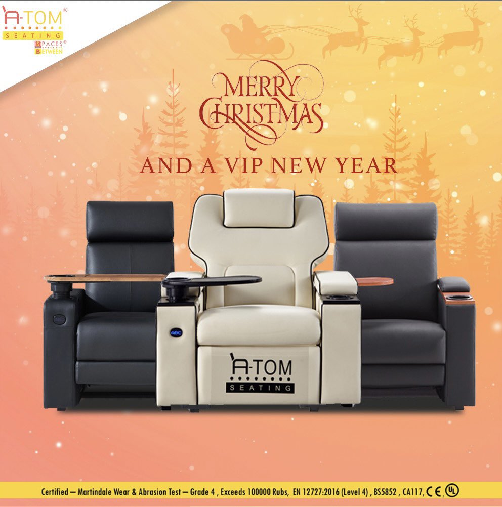 AtomSeating's tweet photo. Season’s Greetings and warm wishes for the New Year.

#christmasmood #christmasjoy #christmasday #christmaseve #christmasparty #christmasgifts #christmascheer #christmastime #christmastree #recliners #atomseating #laugh #joy #holiday #holidayseason #holidaytime #santa #cinema https://t.co/Fi2x2qOMH5