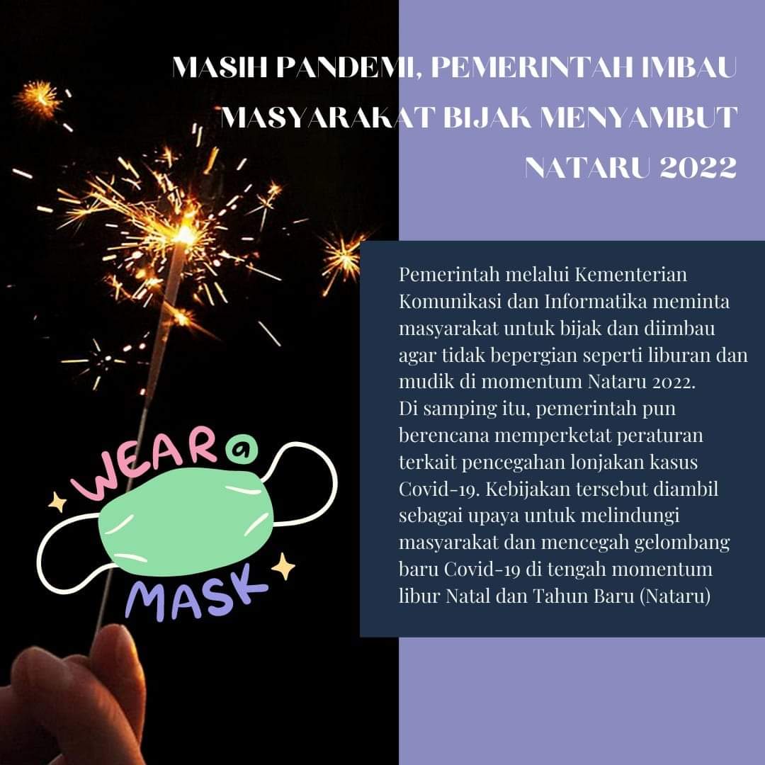 DiahSiwi's tweet photo. Displin Protokol Kesehatan Untuk Mencegah Lonjakan Kasus Covid-19 Pada Perayaan Nataru https://t.co/YUIAIkQWaK
