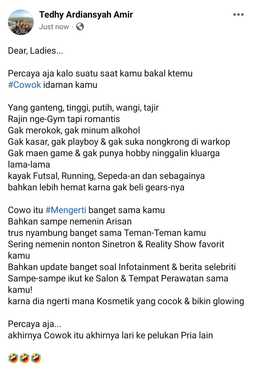 createdhy's tweet photo. #CowokIdaman 🤣🤣🤣 https://t.co/861Q1hFEwq