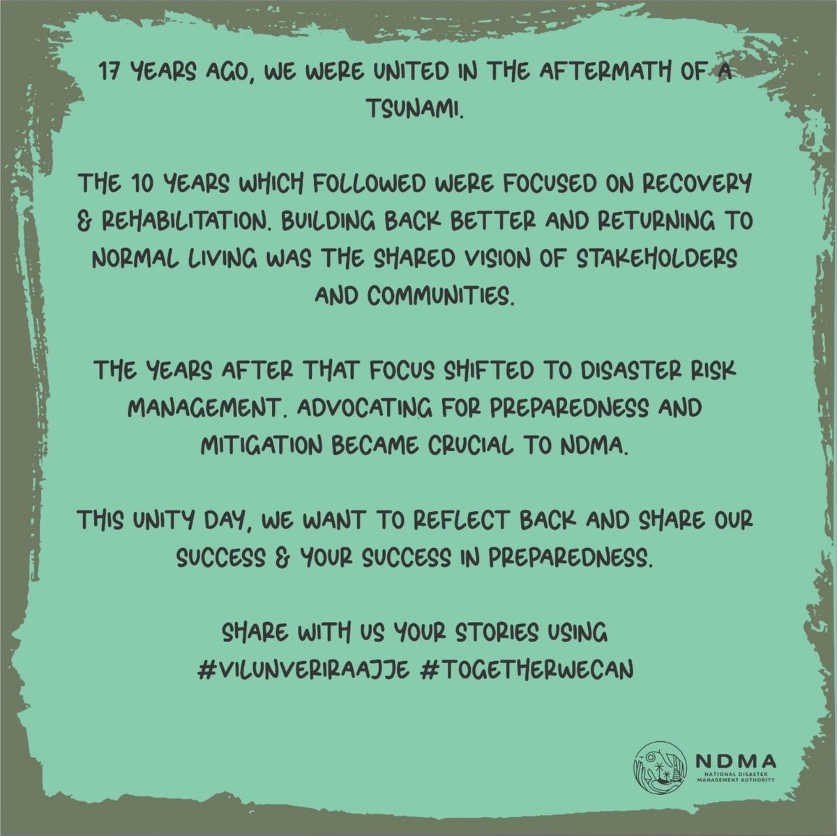 NDMAmv's tweet photo. Big or small, all efforts do count! Share with us, your story of “Unity in Preparedness”
Use #VilunveriRaajje #TogetherWeCan https://t.co/HkCkjrRcKE