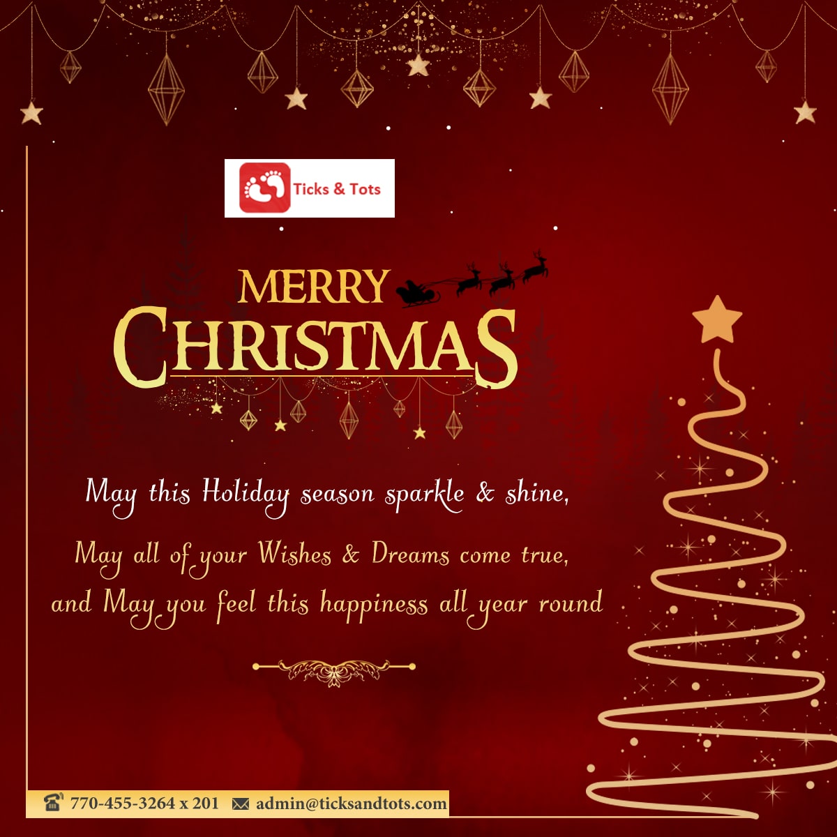 Christmas is all about presents, joy, and happiness. Let your holiday season sparkle &amp; shine more and bring charm to the day!

#TicksandTots #TicksandTotsapp #MerryChristmas