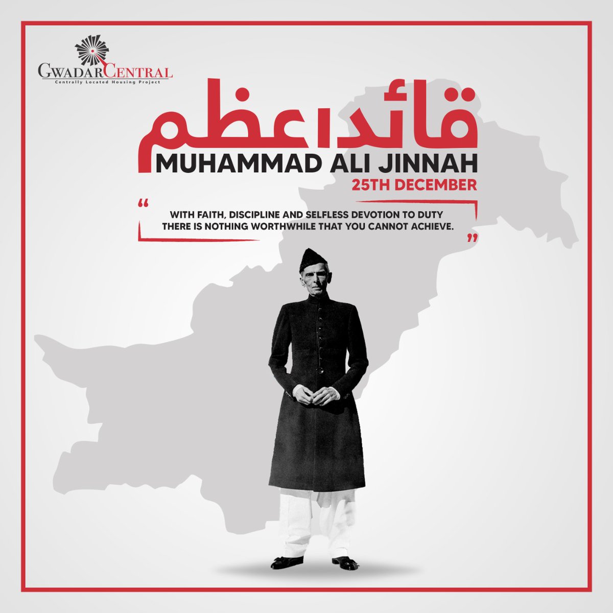 gwadarcentral's tweet photo. “With faith, discipline and selfless devotion to duty, there is nothing worthwhile that you cannot achieve.” Quaid-e-Azam Muhammad Ali Jinnah
On Quaid's Day, we all pay our respects to one of the greatest leaders of the 20th century. https://t.co/Rnd5fjnkvC