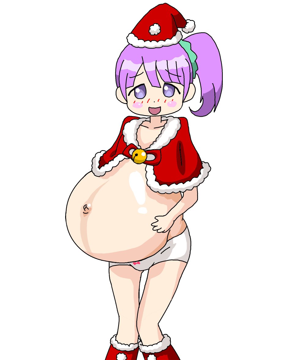 pregnon1122's tweet photo. 今年のサンタのんママはパンツ見えないからスカートを脱いでもらった版も
のんママの腰回りが露わになって、お腹さえこんなに大きくなければ歳相応の10歳の体型だなって分かるかな？
身体は無理しちゃってるけどのんママも三つ子ちゃんも嬉しそうだからOKだね
#プリパラ
#真中のん
#妊婦
#pregnant https://t.co/mGBJqnDLVP