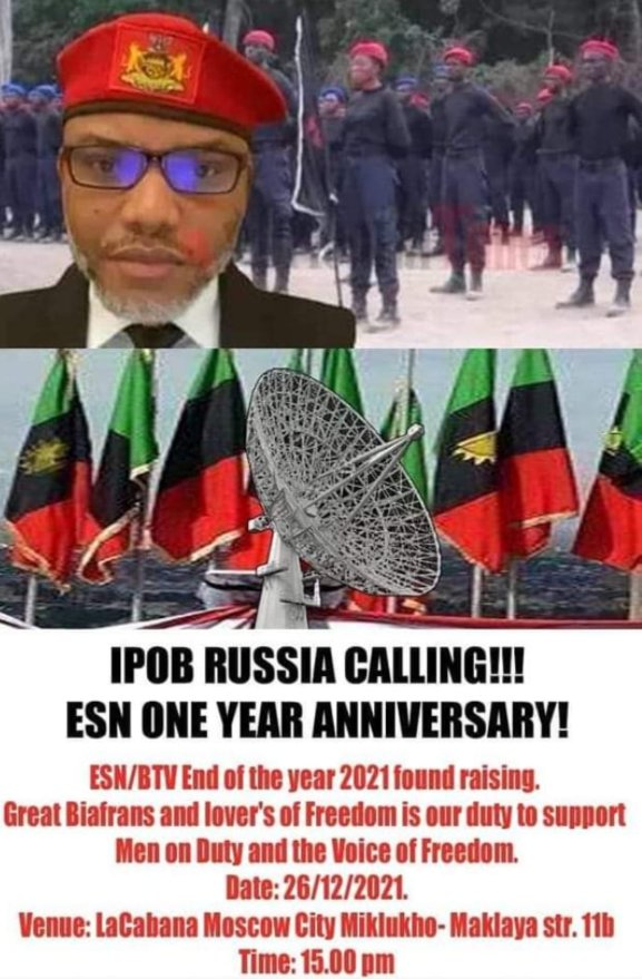 Approved by DOS!( ESN) Eastern Security Network our last line of defense, therefore it is the duty of all Biafrans and lovers of freedom to support this great men and women of valor.@real_IpobDOS #FreeMaziNnamdiKanuPrisonerofConscience #FreeMaziNnamdiKanuNow 
26th please