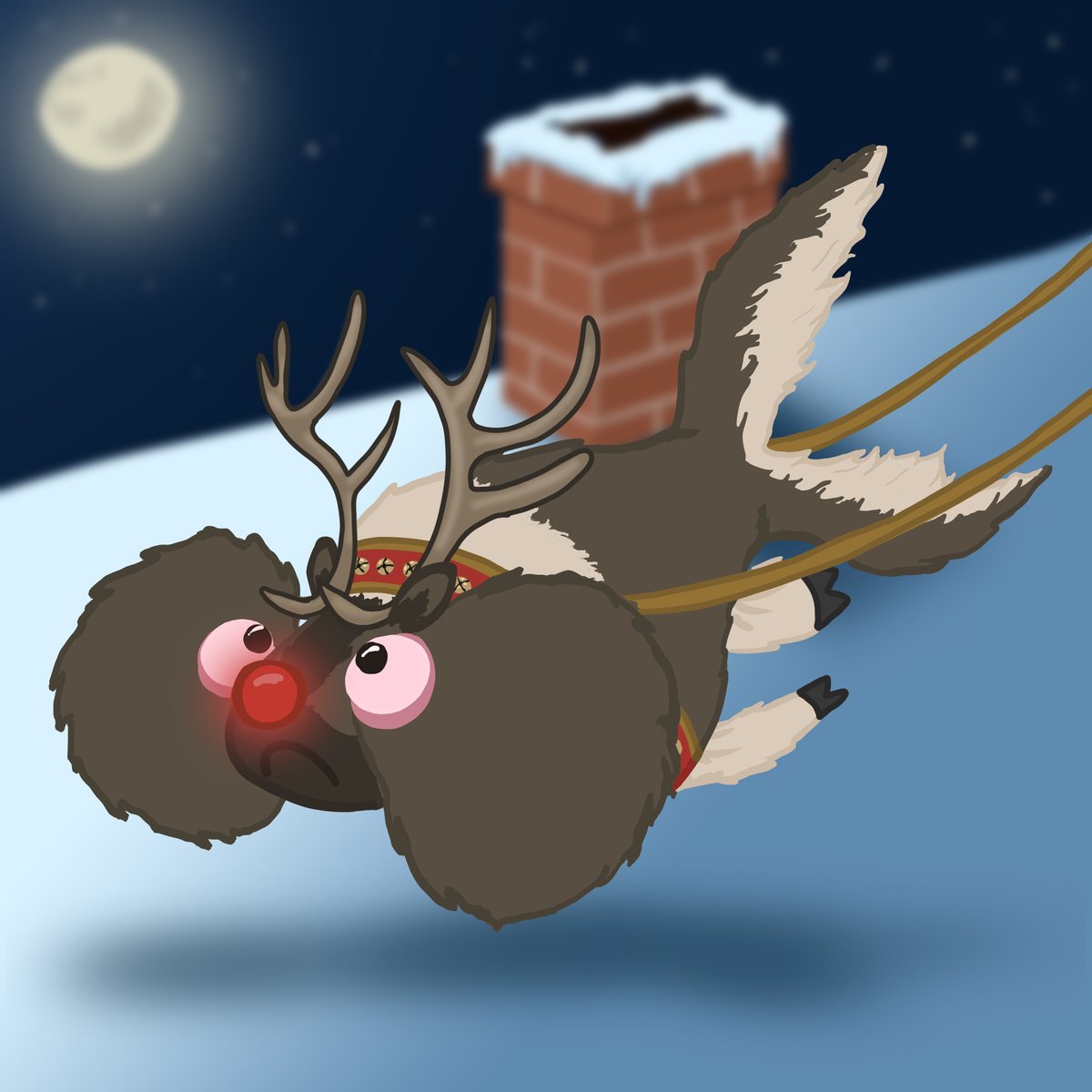 BubbubHub's tweet photo. Merry Christmas Eve! Rudbub is up on the housetop. But who is steering? Maybe we will see tomorrow. #rudolphtherednosedreindeer #Rudolph #NFT #NFTartist #fish #Reindeer #Christmas #ChristmasEve https://t.co/Kw6tYR3RF3