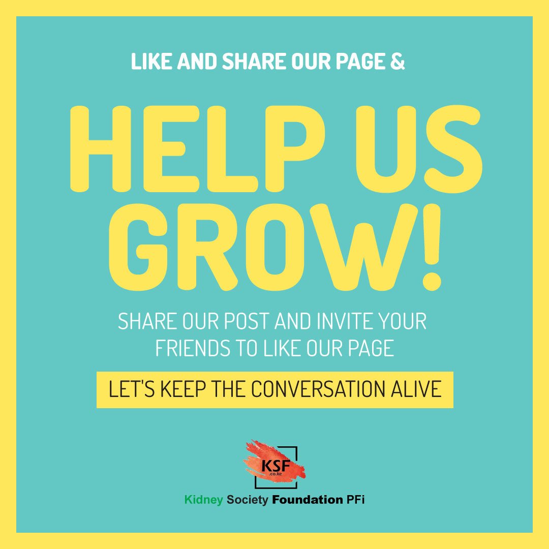 Like and Share our Page Help Us Grow We need your help to spread  information about kidney failure, prevention, care and awareness Share our  post and invite your friends to like our, image size:1080x1080