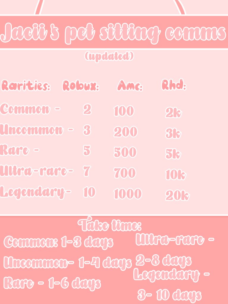 ii_mintz's tweet photo. Adopt me pet sitting comms !
Petsitting 2 pets per person
Please read these posters before commisioning me !☁️
(All robux payment includes tax, payment first (correction)) https://t.co/zpJwGbYUo2