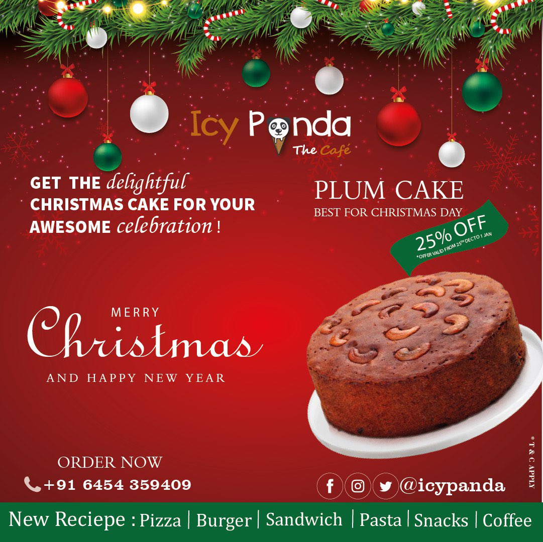 icypanda_in's tweet photo. Merry Christmas to all🎄🎄❤️

Get the delightful christmas cake for your awesome celebration with awesome discount !

#icypanda #merrychristmas #christmas #christmascake #plumcake #discount #thecafe #celebration #icypandapurnea #bihar https://t.co/eU332GWwXU