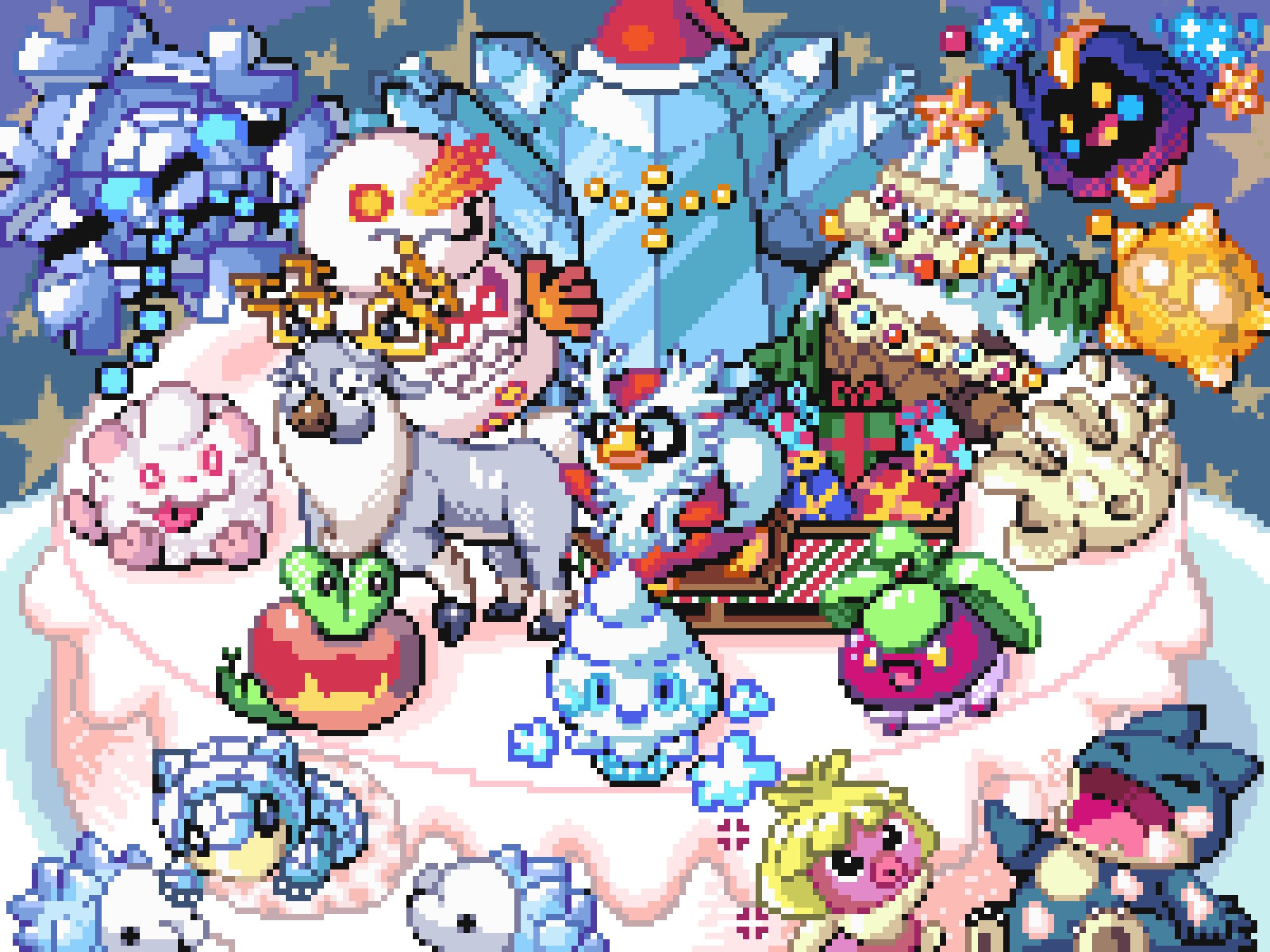 もぺ お絵描き ドット絵 Skeb受付中 何とか間に合ったクリスマスポケモンドット絵 多分今までで一番大きいサイズの150 0で作りました 個人的に楽しそうなレジアイス君が好き ドット絵 Pixelart ポケモンイラスト ポケモン Pokemon T