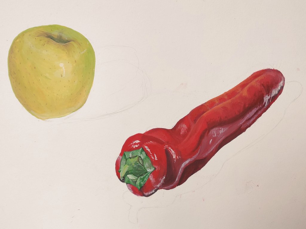 Weiss_TheWhite's tweet photo. Fruits and vegetables, done in gouache (w/ the help of bf who is in the same school but 2years ahead of me :') ) https://t.co/c2Qj7AzoRz