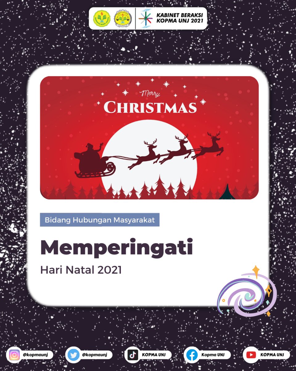 [MEMPERINGATI HARI NATAL]

Halooo coopers! 👋

Selamat Hari Natal! 

Semoga anda dan keluarga selalu sehat, bahagia, damai, dan sejahtera di hari yang indah ini.
➖➖➖➖➖➖➖➖➖➖➖
#kabinetberaksi 
#kopmaunj 
#natal
➖➖➖➖➖➖➖➖➖➖➖
© HUMAS KOPMA UNJ 2021