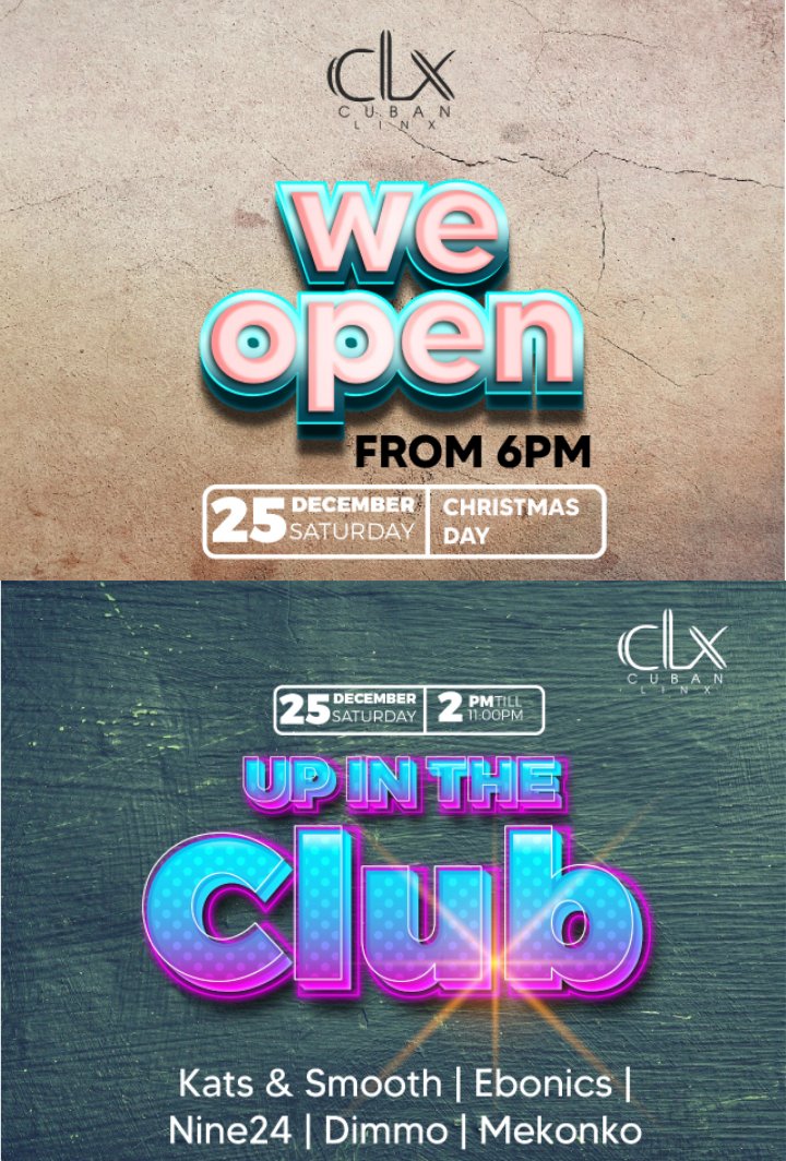 When we done with family lunch... We here tonight... #UpInTheClub with <a href="/katz_smooth/">Katz&Smooth</a> <a href="/Dimmo_/">Dimmo</a> <a href="/Ebonics_Fam/">ebonics</a> <a href="/Nine24_LS/">Ntate 24</a> <a href="/mekonko_dj/">Mekonko</a>...