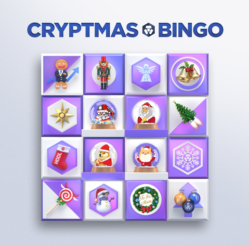 cryptocomnft's tweet photo. ✨Season's Greetings✨
Here’s the much-anticipated reveal of our #CryptmasBingo sheet. How many lines did you get?
No matter your score, we hope you had a jolly good time playing #CryptmasBingo with us.
The https://t.co/mWolF8WOK0 NFT team wishes you a Merry Christmas! 🎅🏽🎄 https://t.co/KaJT04pwkK
