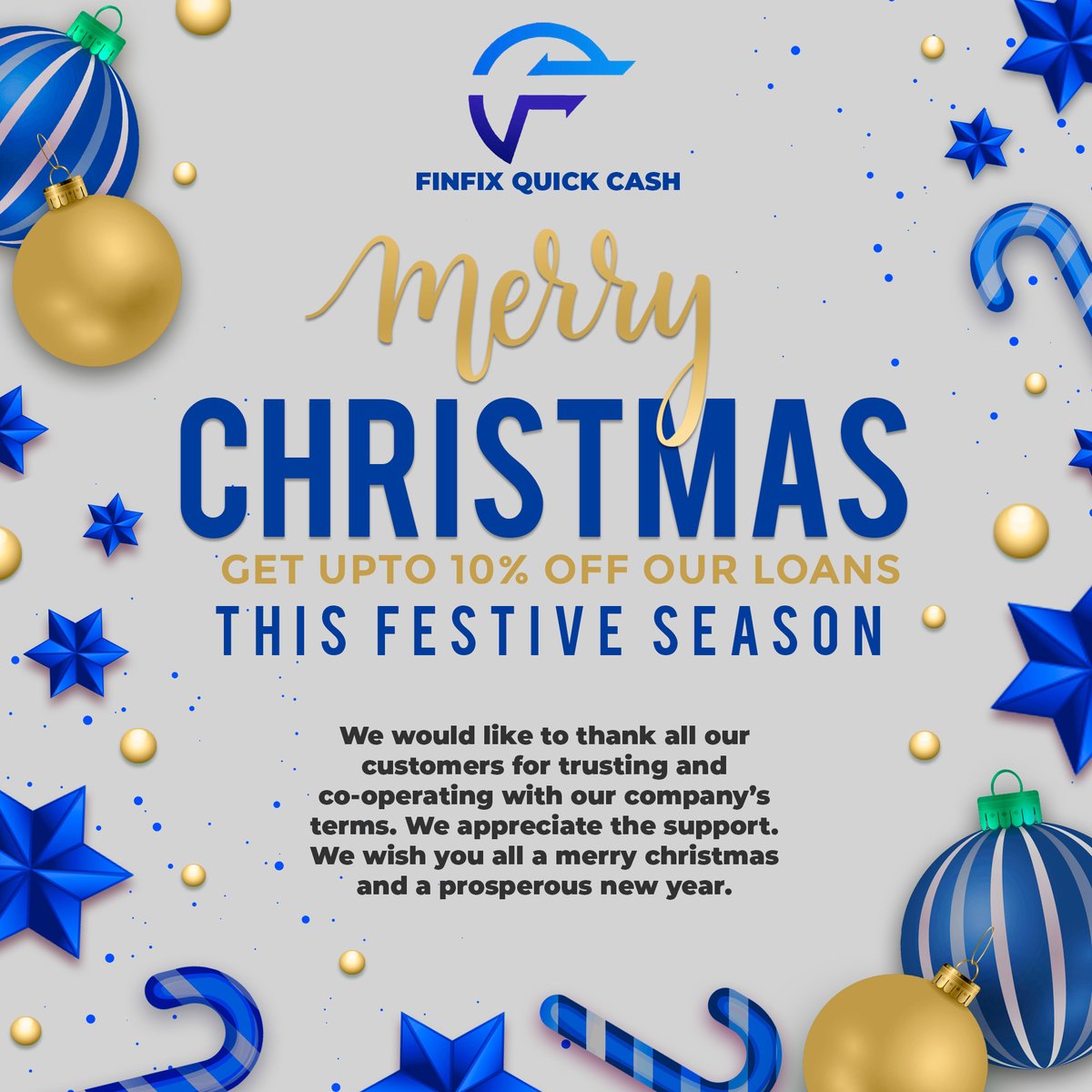 finfixcash's tweet photo. Merry Christmas to you our esteemed customers. Get Up to 10% off our loans this festive season. 
Get in touch +260 97 1054438
#loans #finfixloans #whatsapp https://t.co/uI5Oz5pCoO