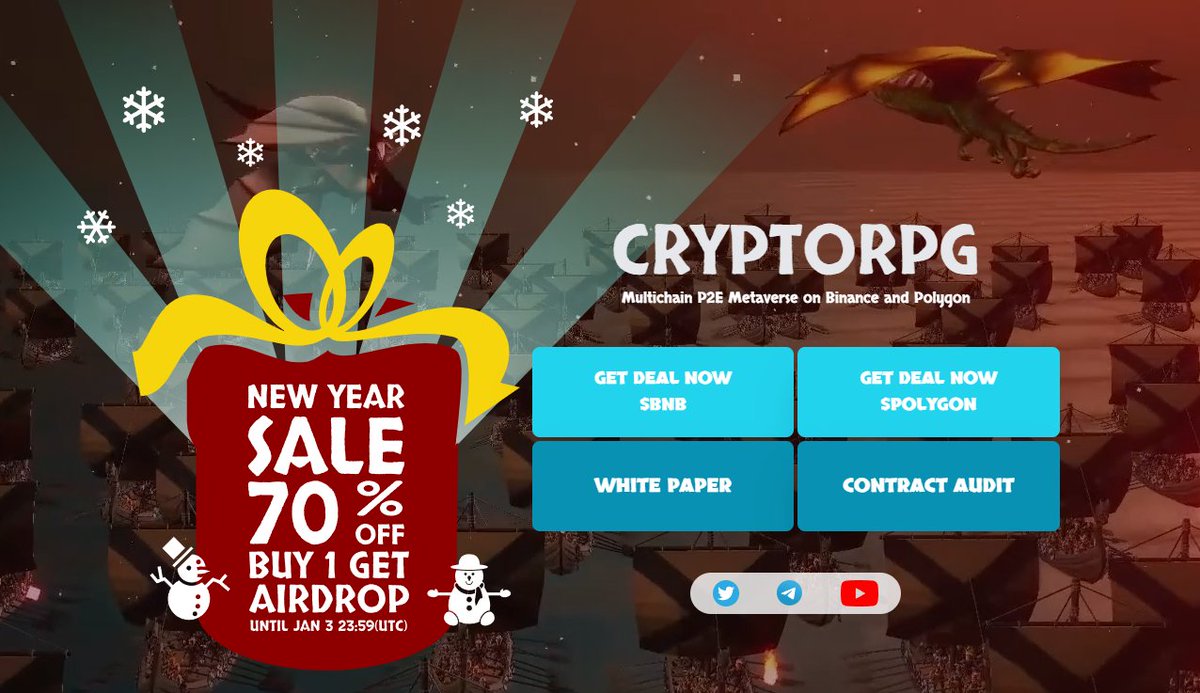 CryptoRPG_app's tweet photo. 🚀HAPPY NEW YEAR PRESALE 70% OFF🚀
✨AIRDROP $RPG for #WHITELIST✨
✅FOLLOW @CryptoRPG_app
✅RT + 3 TAGS
✅Join #presale 👉https://t.co/g1hmY3iwnv

#AIRDROP #p2e #P2EGame #gamefi #bsc #polygon #bscgem #PlayToEarn #NFT #polygon #matic https://t.co/ETTnv5Zdup