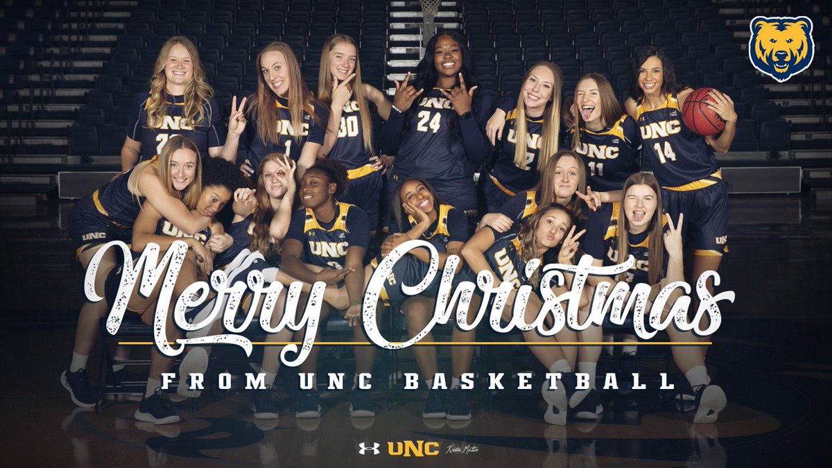 UNC_BearsWBB's tweet photo. From our Bear Family to yours, 
Merry Christmas !!🎄🎁 
#GetUpGreeley https://t.co/kTE3vgItMW