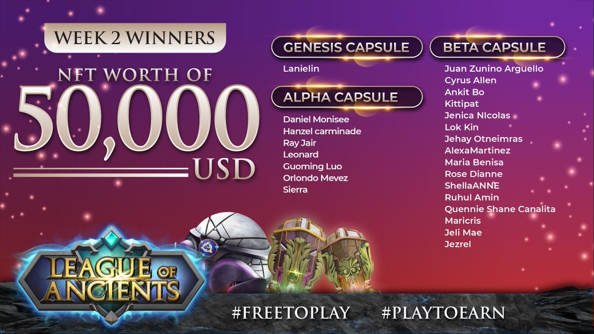 LOAOfficialMOBA's tweet photo. 🥳Congratulations our Week 2 Winners &amp; the Giveaway is still ongoing!
📌https://t.co/yXAjAJprZG
1️⃣: Retweet 50K Giveawaypost with #LOA50kUSD
2️⃣: Tag 3 friends in the reply
3️⃣: Screenshot &amp; post on (https://t.co/agIwFrjBQn) ”Loa-mars”
#PlayToEarn #BSC #GameFi #Metaverse #LOA50KUSD https://t.co/6Syql3HXBa