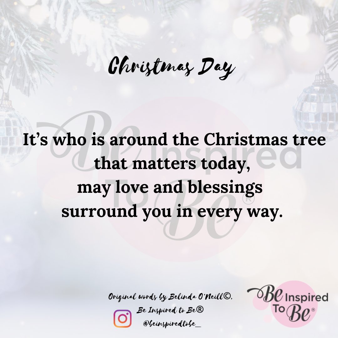 beinspiredtobe's tweet photo. ~ Christmas Day ~

Merry Christmas, I hope you have a wonderful day with your precious people.

Lots of love,
Belinda 🤍

#beinspiredtobe #dailyinspiration #author #bookavailable #christmasdaywish https://t.co/5DcgLBIIDQ