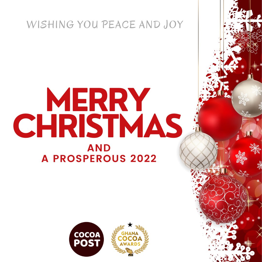 GhCocoaDinner's tweet photo. Season's Greetings! We wish you love, peace and good health this festive season. May the #NewYear crown our efforts with success.

#StaySafe #MerryChristmas https://t.co/NY055uR36e
