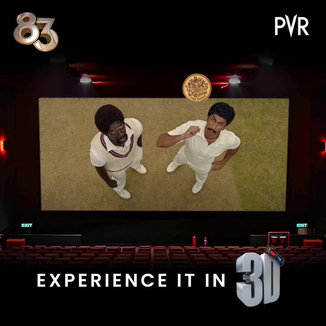 _PVRCinemas's tweet photo. Every six feels like the ball is coming to you for the grab! Be in the hall, feel like a cricket stadium.
Watch 2021โs biggest release #Thisis83 in 3D at PVR
Book your tickets now! Link in bio.
.
.
.
#83AtPVR #PVR #BackAtPVR #PVRcinemas
#kabirkhan #ranveersingh #kamalhaasan https://t.co/Tw4Am1nnZQ