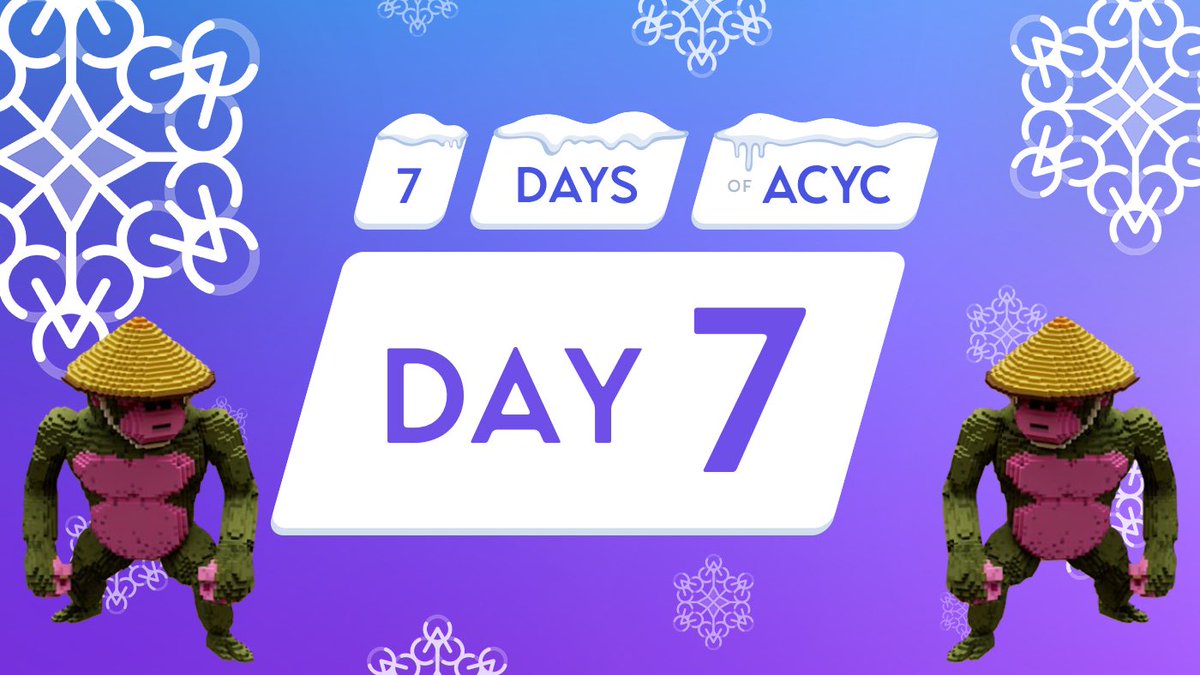 🎁🎄$4000 NFT Giveaway🎁🎄
(The Cyberkong VX below)

Enter the last 7 days of ACYC event by

✅Following us &amp; @ACYC_Reflectors 
✅Like &amp; Retweet 
✅Tag 3 friends

Winner chosen 12/27 🎉

🚨 BONUS 🚨
If you’re chosen and $ACYC in your name or Bio, we’ll throw in $100 of $BANANA!