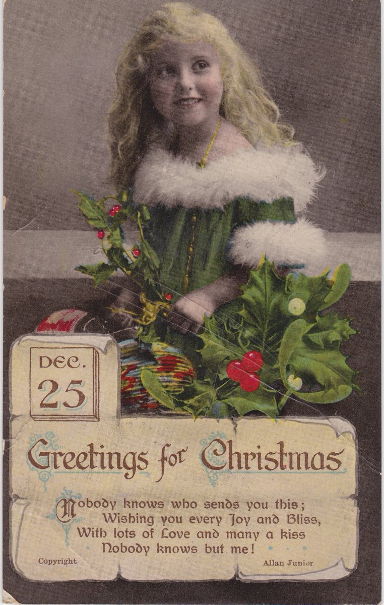 MissHistorygal's tweet image. Advent Calendar, Day 25 #MerryChristmas What could be nicer than a secret message on Christmas Day on this ever so slightly creepy #postcard! Massive thank to #ARAScot for this wonderful #ArchiveAdventCalendar  project. It has been a delight to join in. Merry Christmas to All!