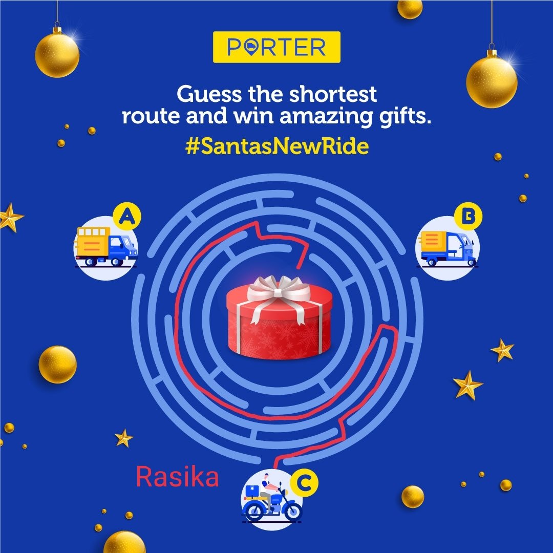 RasikaDifferent's tweet photo. @porter_trucks Route C ✅💯 

#SantasNewRide 
@porter_trucks 

Join in here : 
@bharatrmore 
@iamsakshigupta 
@montu13713 https://t.co/aFdfNOXx0h