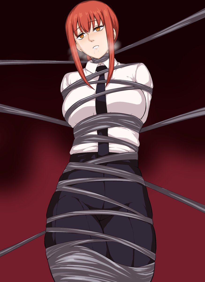 ワイヤーで全身締め付けられるマキマさん 