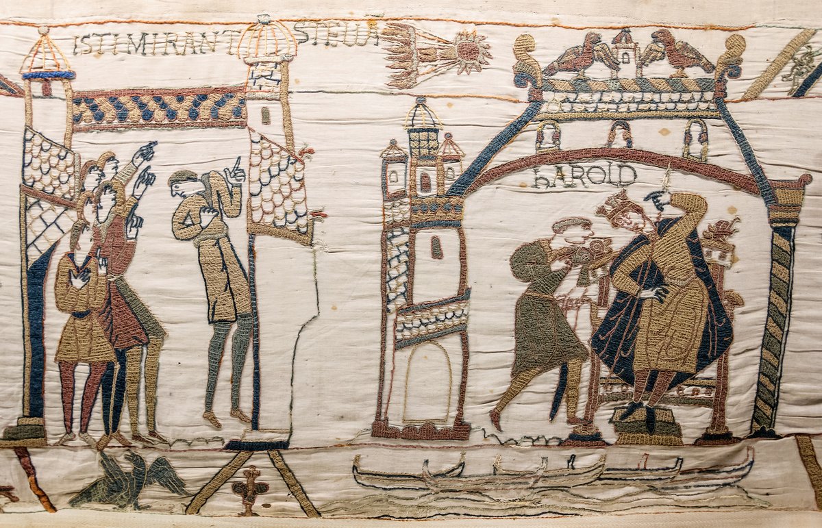 marsrader's tweet photo. Halley's Comet appears on the Bayeux Tapestry from the 1070s (top). https://t.co/Y6Ni1SEB3Y