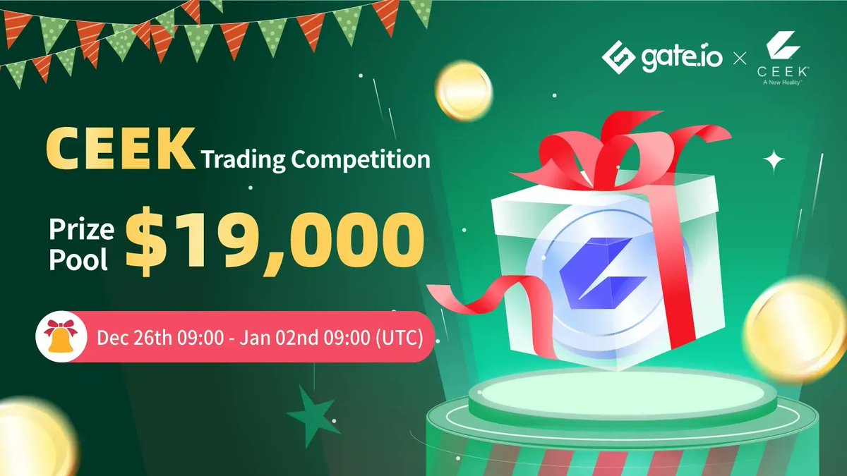 #Gateio <a href="/CEEK/">Ceek</a> Trading Competition🎉

💎A prize pool of $19,000 #CEEK

⏰Time: Dec 26th 09:00 - Jan 2nd 09:00 (UTC)

👉Participate now:gate.io/questionnaire/…

👉Details: gate.io/article/24463/…
👉Giveaway: gate.io/en/article/244…

#Gateio