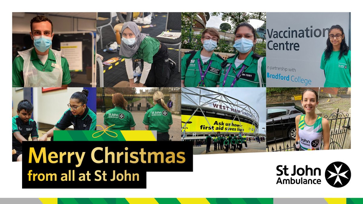 stjohnambulance's tweet photo. Wishing you a very Merry Christmas from  all of us at St John 🌟🎁

Thank you for all the support you've given us this year. We hope you and your loved ones have a great day 🎄💚 https://t.co/EfJ4zyAcf4