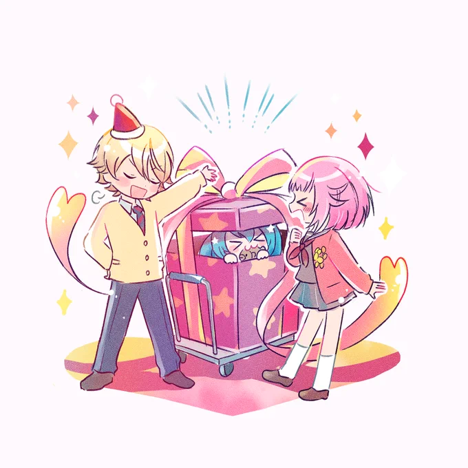 ちっちゃいのいっぱいくれそうなえむちゃんとめっちゃおっきいの1個くれそうな司くん🎁(司えむ) 