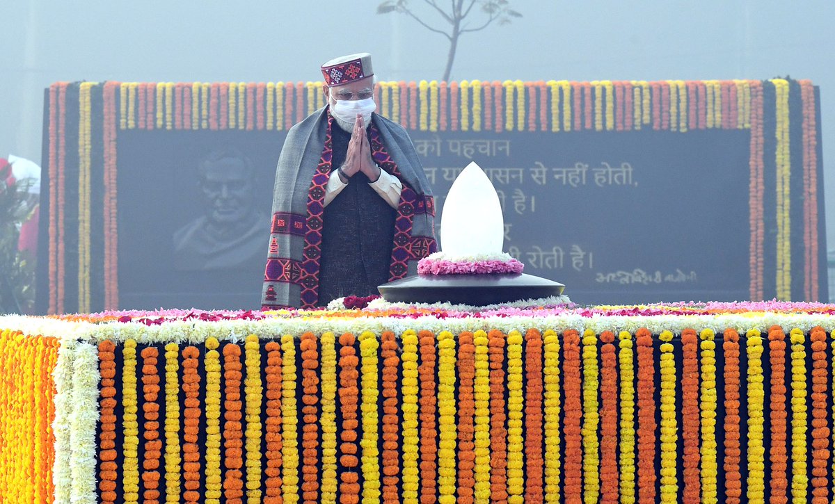 Paid homage to Atal Ji at ‘Sadaiv Atal’ this morning.