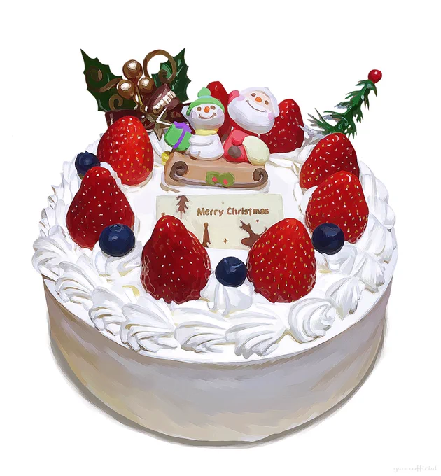 クリスマスケーキの質感描いた絵 