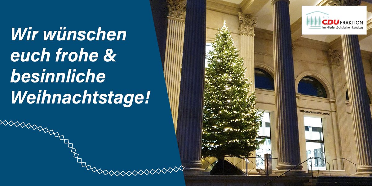 cdufraktion_nds's tweet photo. Auch wenn die für uns alle so wichtigen persönlichen Begegnungen in dieser #Adventszeit erneut erschwert waren, bleibt #Weihnachten die Zeit der #Zuwendung & des #Miteinanders. Wir wünschen euch ein schönes und gesegnetes #Weihnachtsfest! #FroheWeihnachten 🎄🎅🏼💫 https://t.co/hp0USlWApz