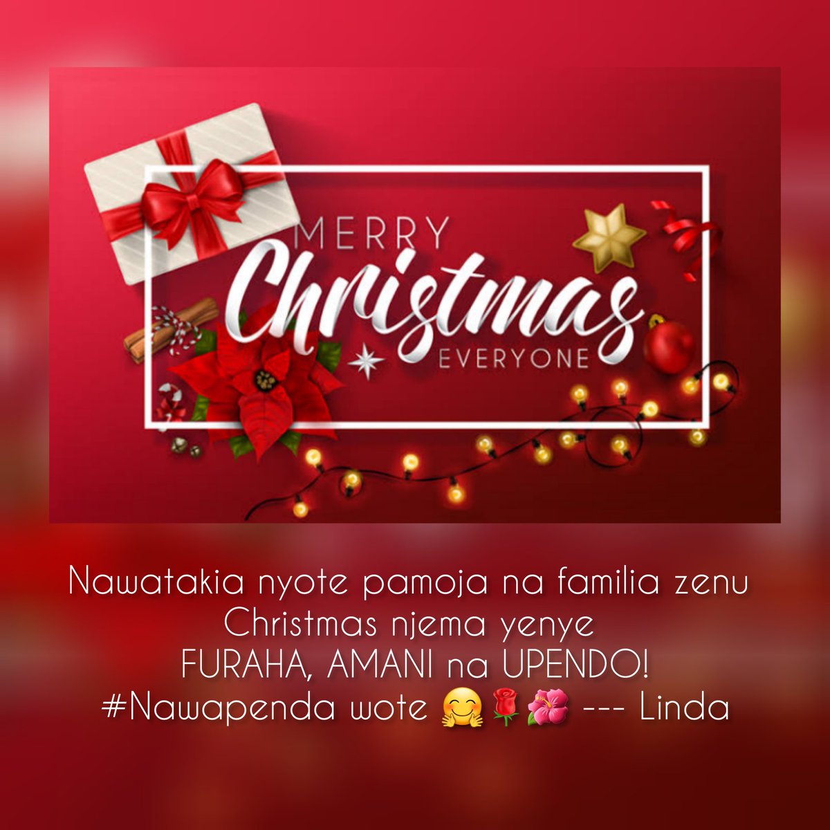 LMadeleka's tweet photo. Merry Christmas to you and yours! 🤗 https://t.co/mCFeVfuZg4