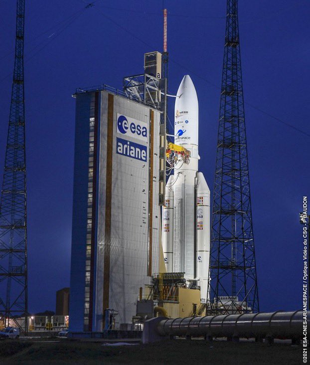 The Ariane 5 rocket carrying JWST ready for launch