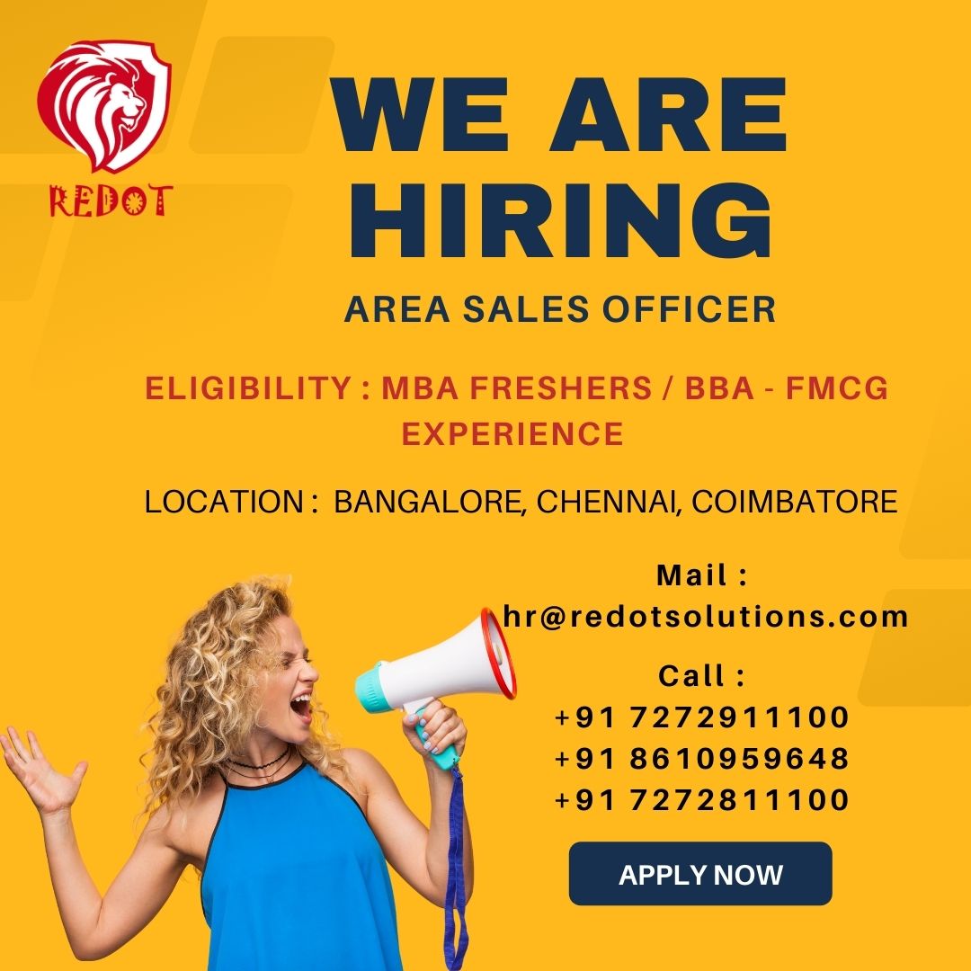RedotSolutions's tweet image. Grab this great job opportunity!!
We Redot needs area sales managers to work with us !!
Are you ready to work with us !
Send your resume to : hr@redotsolutions.com
Enroll your name via call/WhatsApp  :+91 7272811100,+91 7272911100

#hiring #jobs #recruitment #jobsearch #job